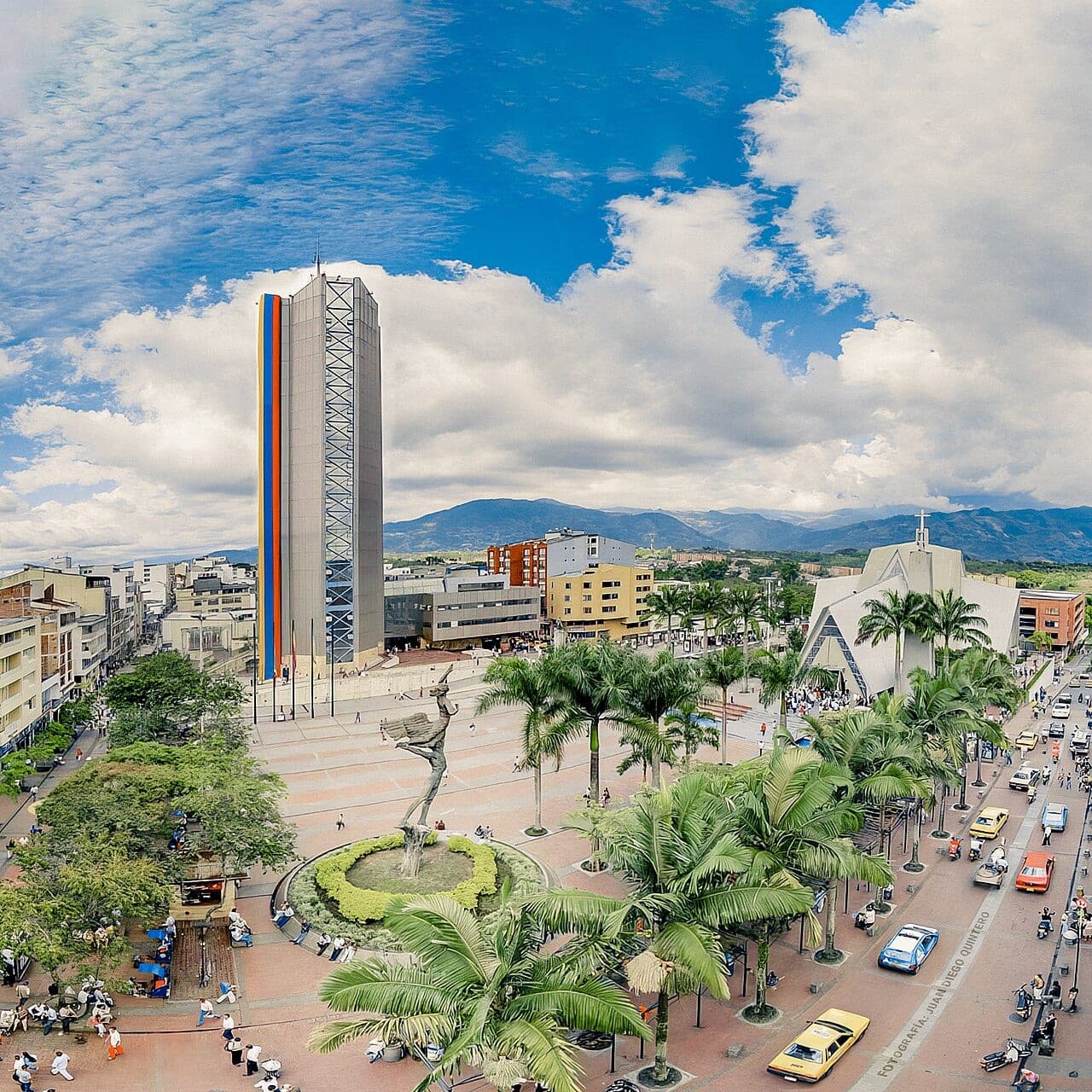 Vista aérea de la Plaza de Bolívar de Armenia