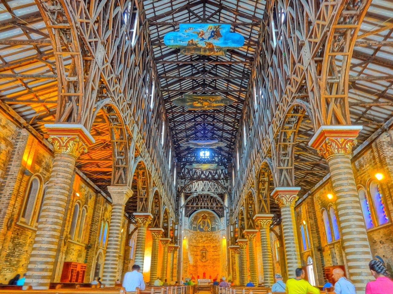 Interior of Pereira Cathedral with its wooden structure